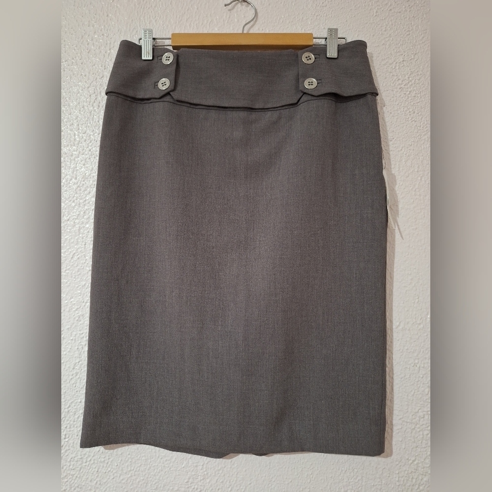 NWT Adrienne Vittadini Gray Pencil Midi Skirt Knee-Length